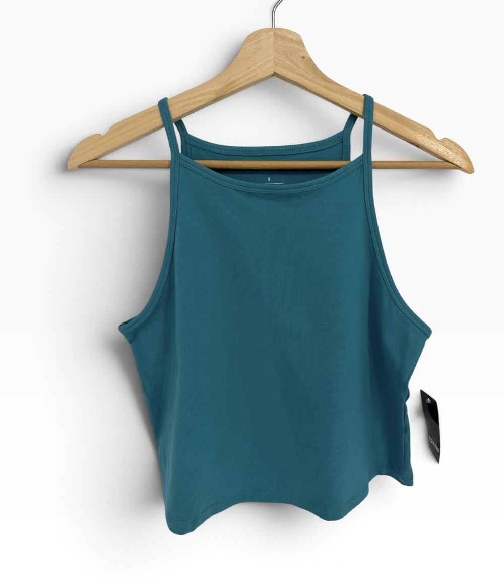 TORRID Womens Size 0 Turquoise Foxy High Neck Crop Tank Top L/12 Shirt NWT